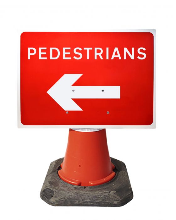 600 X 450Mm Pedestrians Left Cone Sign