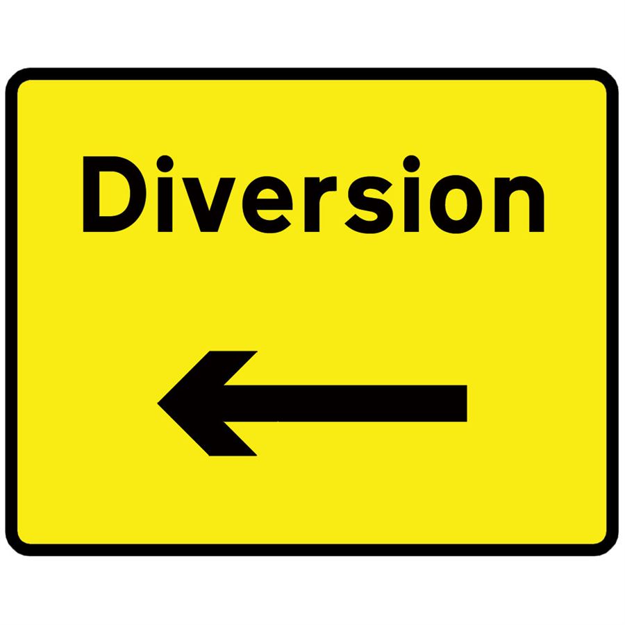 1050 X 750Mm Diversion Arrow Left Sign Plate