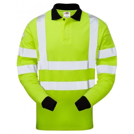High Vis Yellow Long Sleeve Flame Retardant Polo Shirt