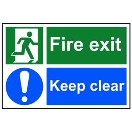400 X 200Mm Fire Exit Keep Clear Sign