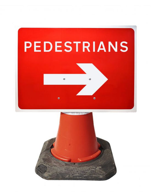 600 X 450Mm Pedestrians Right Cone Sign