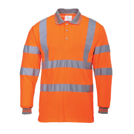 High Vis Orange Long Sleeve Flame Retardant Polo Shirt