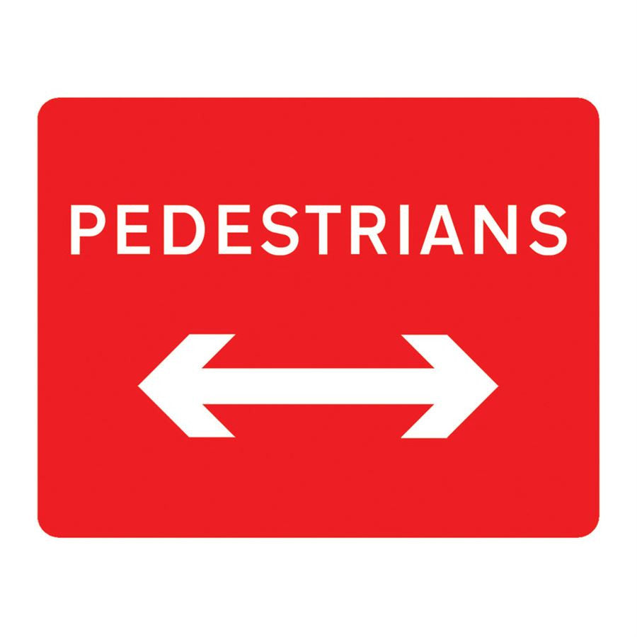 600 X 450Mm Pedestrians Reversible Arrow Sign Plate