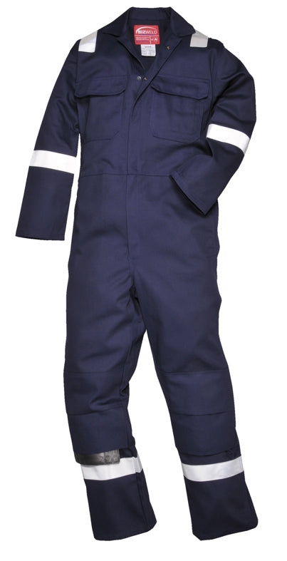 Navy Flame Retardant Boiler Suit With Reflective Bands